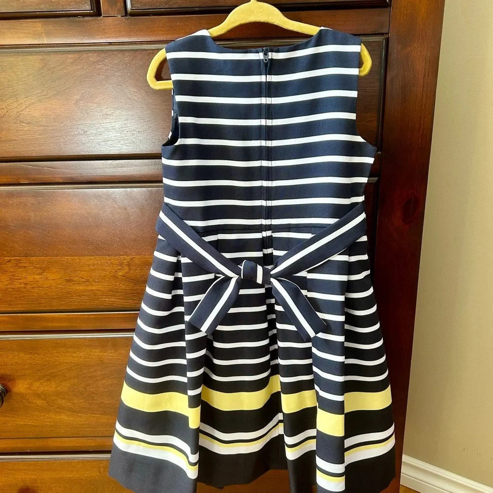 Jessica Ann Blue and White Fit and Flare Sleeveless Dress - Picture 2 of 5